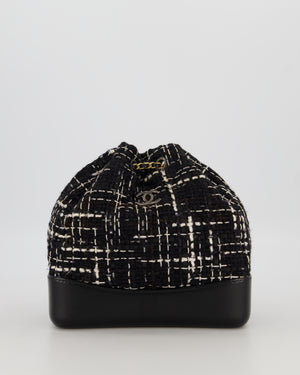 Chanel Black, White and Navy Small Gabrielle Backpack Bag in Tweed and Calfskin Leather With Mixed Hardware