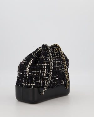 Chanel Black, White and Navy Small Gabrielle Backpack Bag in Tweed and Calfskin Leather With Mixed Hardware