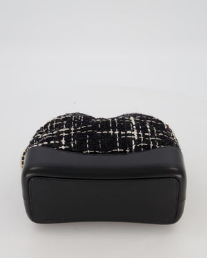 Chanel Black, White and Navy Small Gabrielle Backpack Bag in Tweed and Calfskin Leather With Mixed Hardware