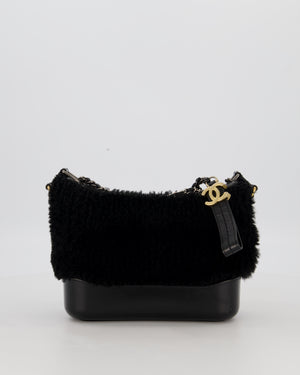 Chanel Black Small Gabrielle Bag in Shearling and Calfskin Leather With Mixed Hardware