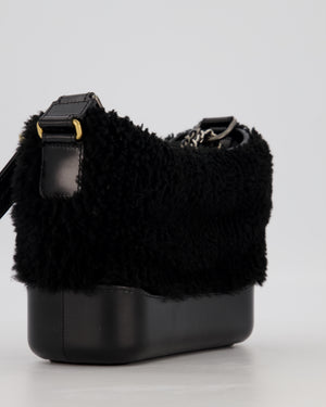 Chanel Black Small Gabrielle Bag in Shearling and Calfskin Leather With Mixed Hardware