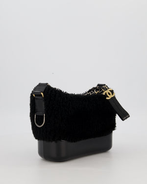 Chanel Black Small Gabrielle Bag in Shearling and Calfskin Leather With Mixed Hardware