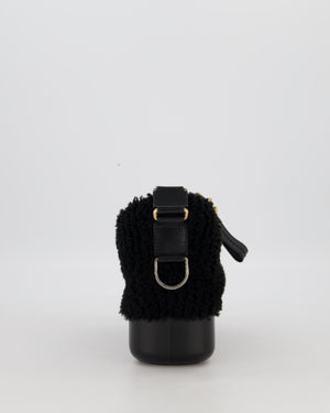 Chanel Black Small Gabrielle Bag in Shearling and Calfskin Leather With Mixed Hardware