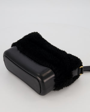 Chanel Black Small Gabrielle Bag in Shearling and Calfskin Leather With Mixed Hardware