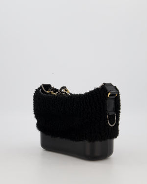 Chanel Black Small Gabrielle Bag in Shearling and Calfskin Leather With Mixed Hardware