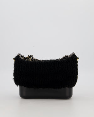 Chanel Black Small Gabrielle Bag in Shearling and Calfskin Leather With Mixed Hardware
