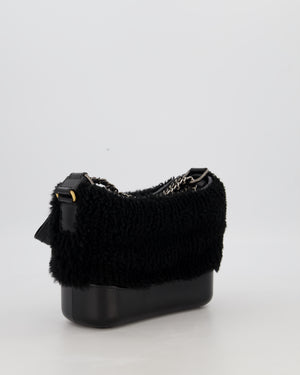 Chanel Black Small Gabrielle Bag in Shearling and Calfskin Leather With Mixed Hardware
