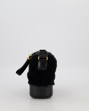 Chanel Black Small Gabrielle Bag in Shearling and Calfskin Leather With Mixed Hardware