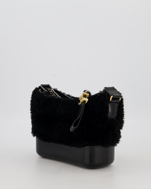 Chanel Black Small Gabrielle Bag in Shearling and Calfskin Leather With Mixed Hardware