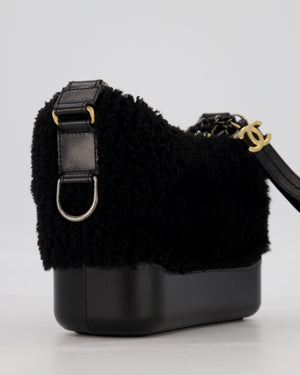 Chanel Black Small Gabrielle Bag in Shearling and Calfskin Leather With Mixed Hardware