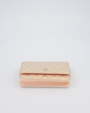 Chanel Wallet on Chain Bag in Iridescent Pink Quilted Lambskin Leather with Silver Hardware