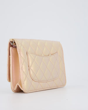 Chanel Wallet on Chain Bag in Iridescent Pink Quilted Lambskin Leather with Silver Hardware