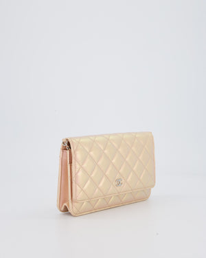 Chanel Wallet on Chain Bag in Iridescent Pink Quilted Lambskin Leather with Silver Hardware