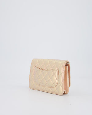 Chanel Wallet on Chain Bag in Iridescent Pink Quilted Lambskin Leather with Silver Hardware