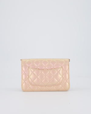 Chanel Wallet on Chain Bag in Iridescent Pink Quilted Lambskin Leather with Silver Hardware