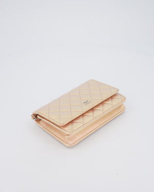 Chanel Wallet on Chain Bag in Iridescent Pink Quilted Lambskin Leather with Silver Hardware