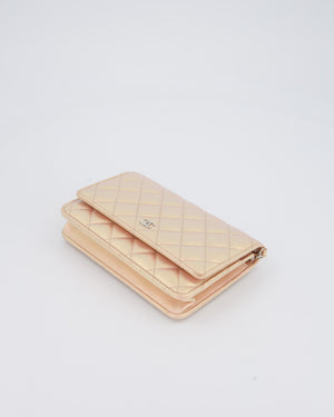 Chanel Wallet on Chain Bag in Iridescent Pink Quilted Lambskin Leather with Silver Hardware