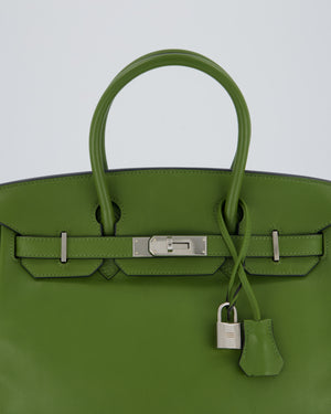 Hermès Vert Pelouse Birkin 30 Retourne Bag in Swift Leather with Palladium Hardware