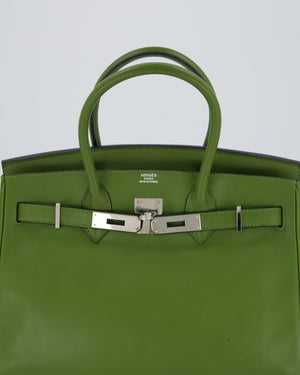 Hermès Vert Pelouse Birkin 30 Retourne Bag in Swift Leather with Palladium Hardware