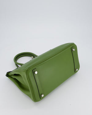 Hermès Vert Pelouse Birkin 30 Retourne Bag in Swift Leather with Palladium Hardware