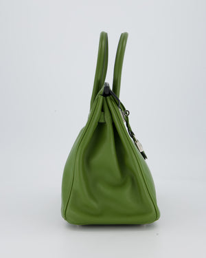 Hermès Vert Pelouse Birkin 30 Retourne Bag in Swift Leather with Palladium Hardware
