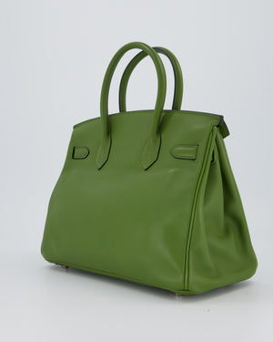 Hermès Vert Pelouse Birkin 30 Retourne Bag in Swift Leather with Palladium Hardware