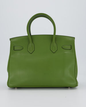 Hermès Vert Pelouse Birkin 30 Retourne Bag in Swift Leather with Palladium Hardware