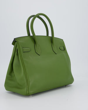 Hermès Vert Pelouse Birkin 30 Retourne Bag in Swift Leather with Palladium Hardware