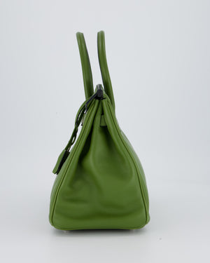 Hermès Vert Pelouse Birkin 30 Retourne Bag in Swift Leather with Palladium Hardware