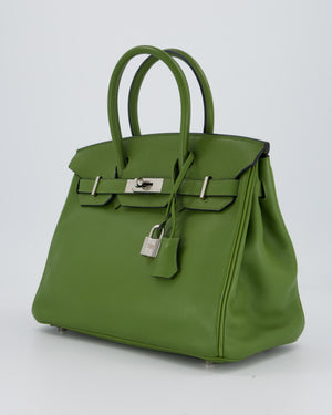 Hermès Vert Pelouse Birkin 30 Retourne Bag in Swift Leather with Palladium Hardware