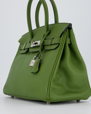 Hermès Vert Pelouse Birkin 30 Retourne Bag in Swift Leather with Palladium Hardware