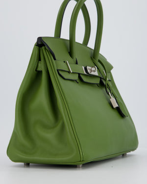 Hermès Vert Pelouse Birkin 30 Retourne Bag in Swift Leather with Palladium Hardware