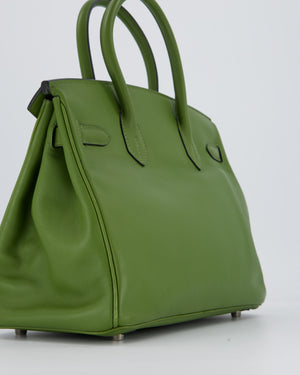 Hermès Vert Pelouse Birkin 30 Retourne Bag in Swift Leather with Palladium Hardware