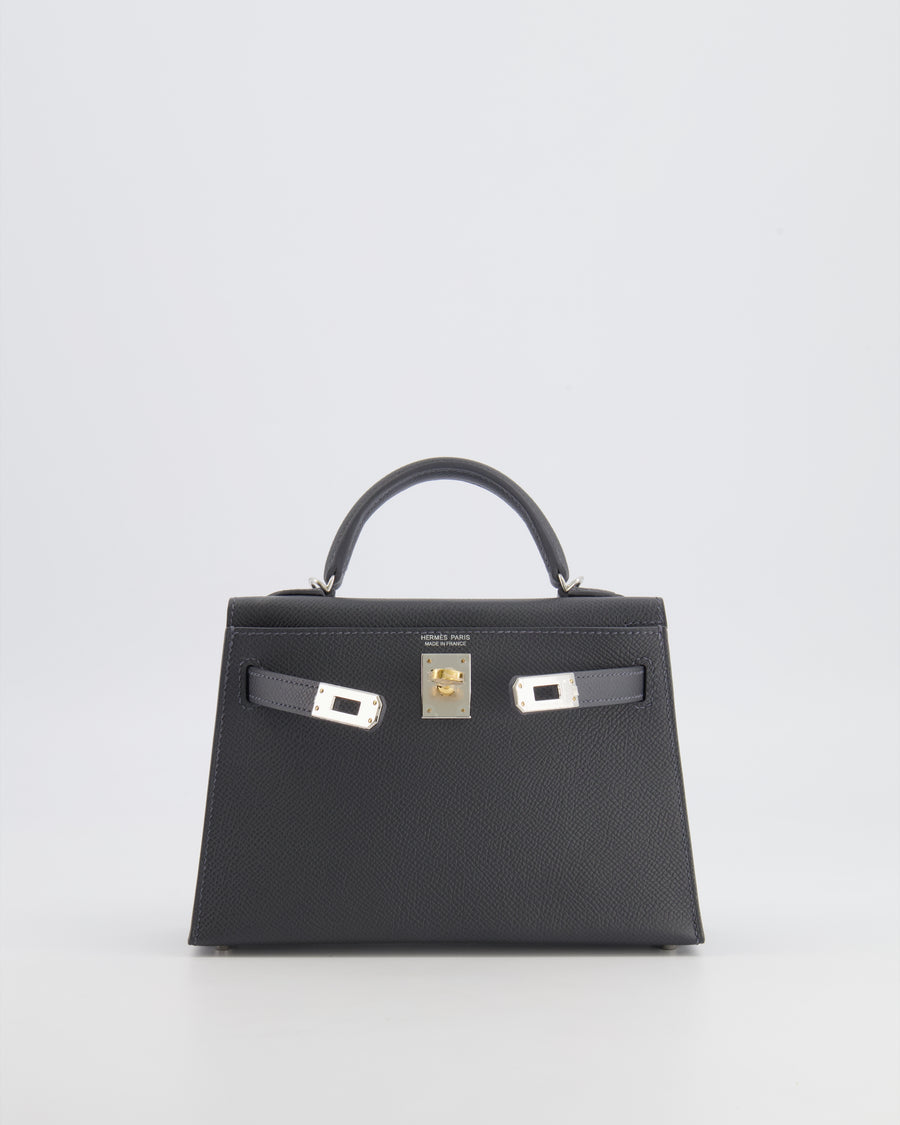 *RARE* Hermès Mini Kelly II Bag in Ardoise Epsom Leather with Electrum Hardware