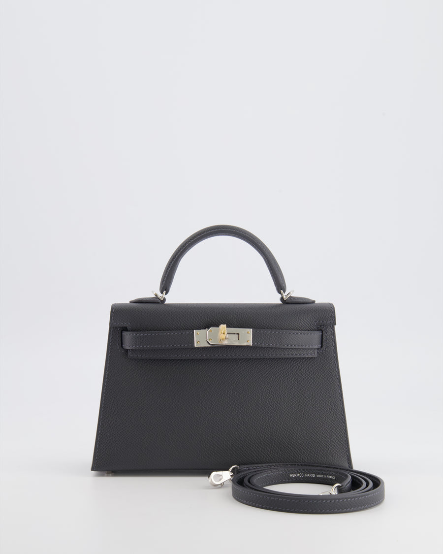 *RARE* Hermès Mini Kelly II Bag in Ardoise Epsom Leather with Electrum Hardware