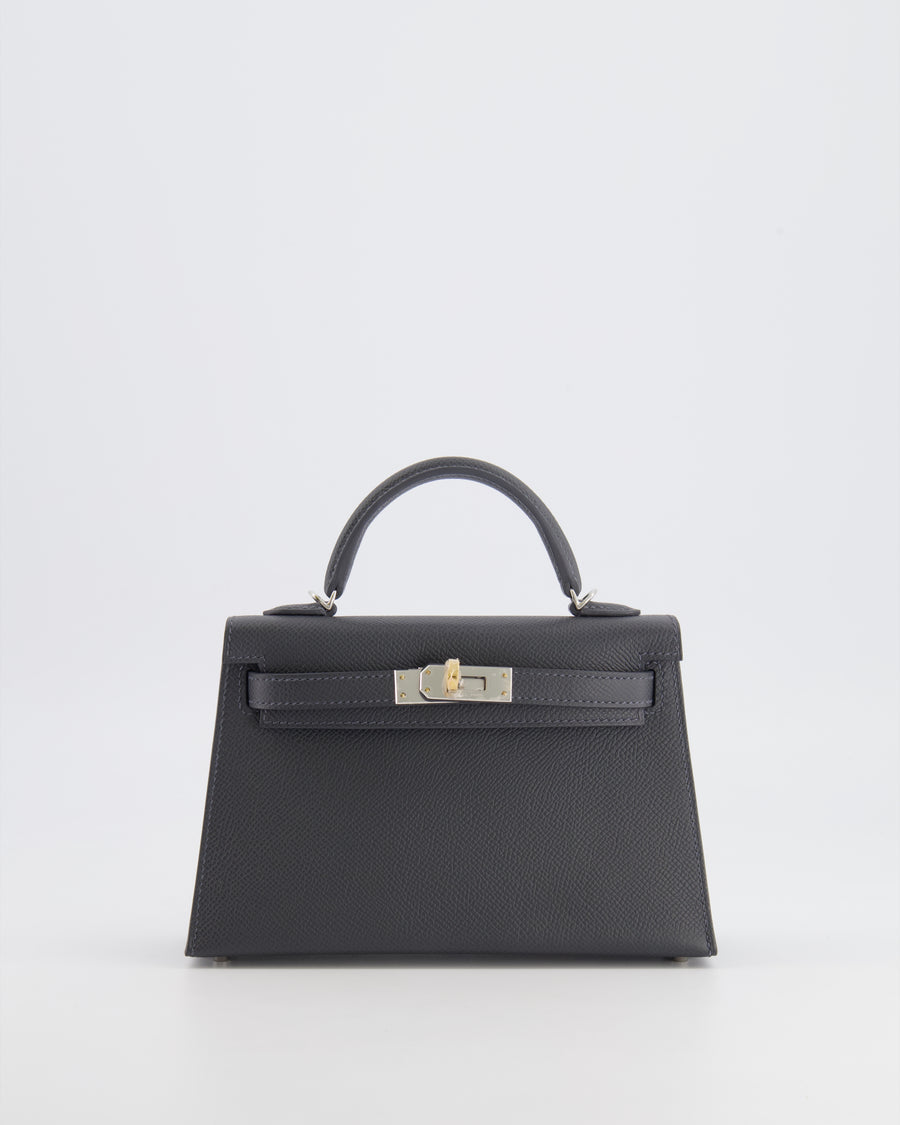 *RARE* Hermès Mini Kelly II Bag in Ardoise Epsom Leather with Electrum Hardware