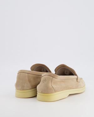 Loro Piana Beige Suede Summer Charms Walk Loafers Size EU 39