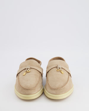 Loro Piana Beige Suede Summer Charms Walk Loafers Size EU 39