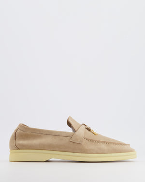 Loro Piana Beige Suede Summer Charms Walk Loafers Size EU 39