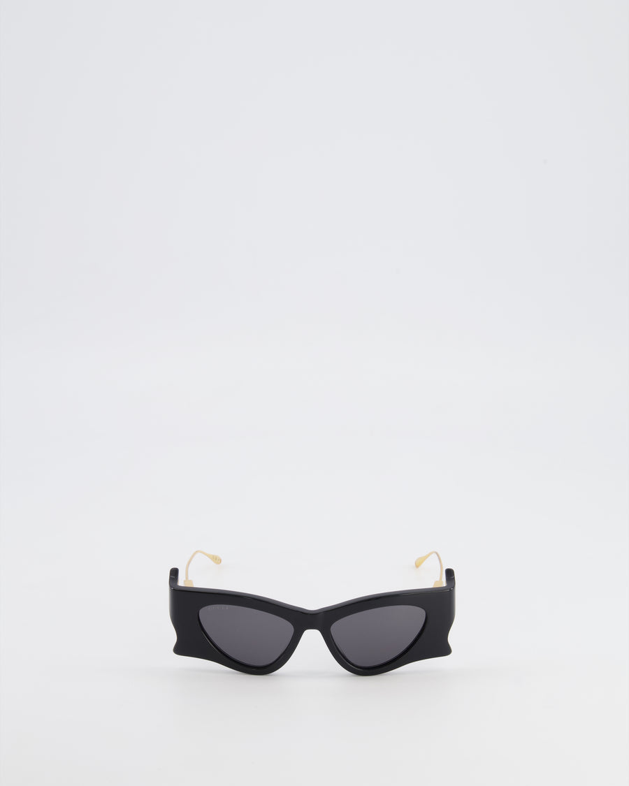 Gucci Black GG1328S Cat Eye Sunglasses with Gold Hardware