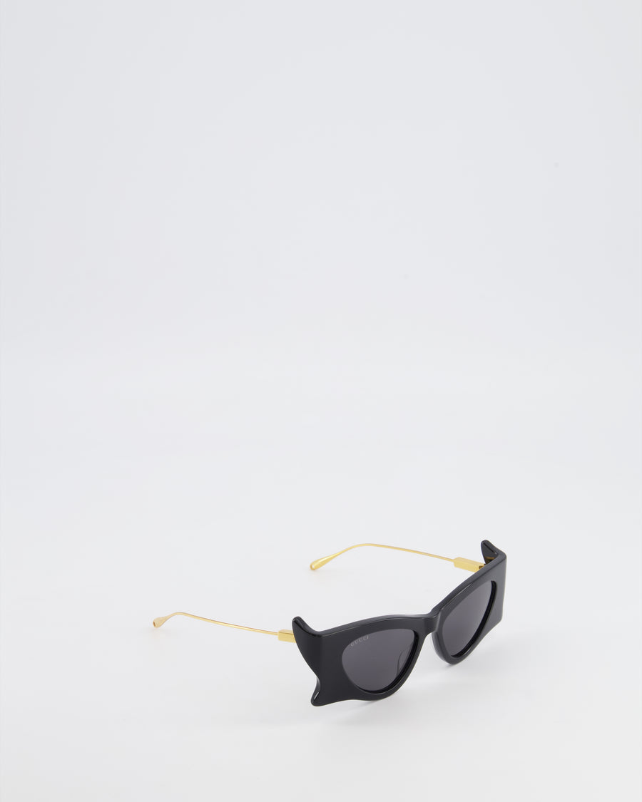 Gucci Black GG1328S Cat Eye Sunglasses with Gold Hardware