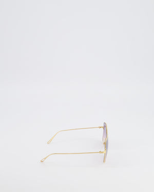 Cartier Gold Santos De Cartier 57MM Square Sunglasses with Pink Tone Lenses