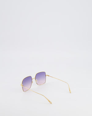 Cartier Gold Santos De Cartier 57MM Square Sunglasses with Pink Tone Lenses