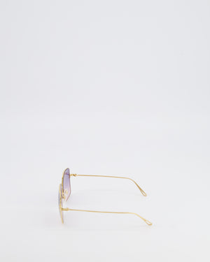 Cartier Gold Santos De Cartier 57MM Square Sunglasses with Pink Tone Lenses