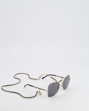 Chanel CH4274Q Gold and Black Butterfly Chain Sunglasses with Charm Details