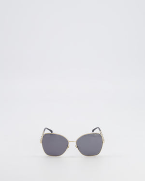 Chanel CH4274Q Gold and Black Butterfly Chain Sunglasses with Charm Details