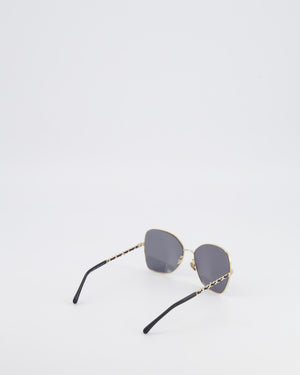 Chanel CH4274Q Gold and Black Butterfly Chain Sunglasses with Charm Details