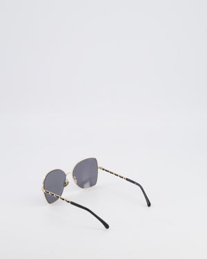 Chanel CH4274Q Gold and Black Butterfly Chain Sunglasses with Charm Details