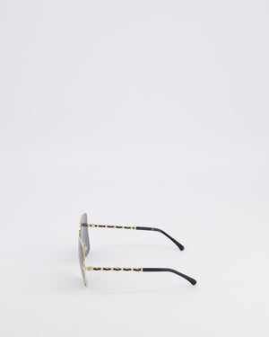 Chanel CH4274Q Gold and Black Butterfly Chain Sunglasses with Charm Details