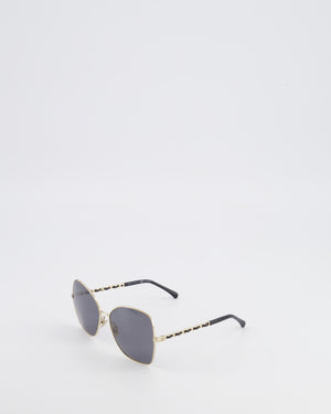 Chanel CH4274Q Gold and Black Butterfly Chain Sunglasses with Charm Details
